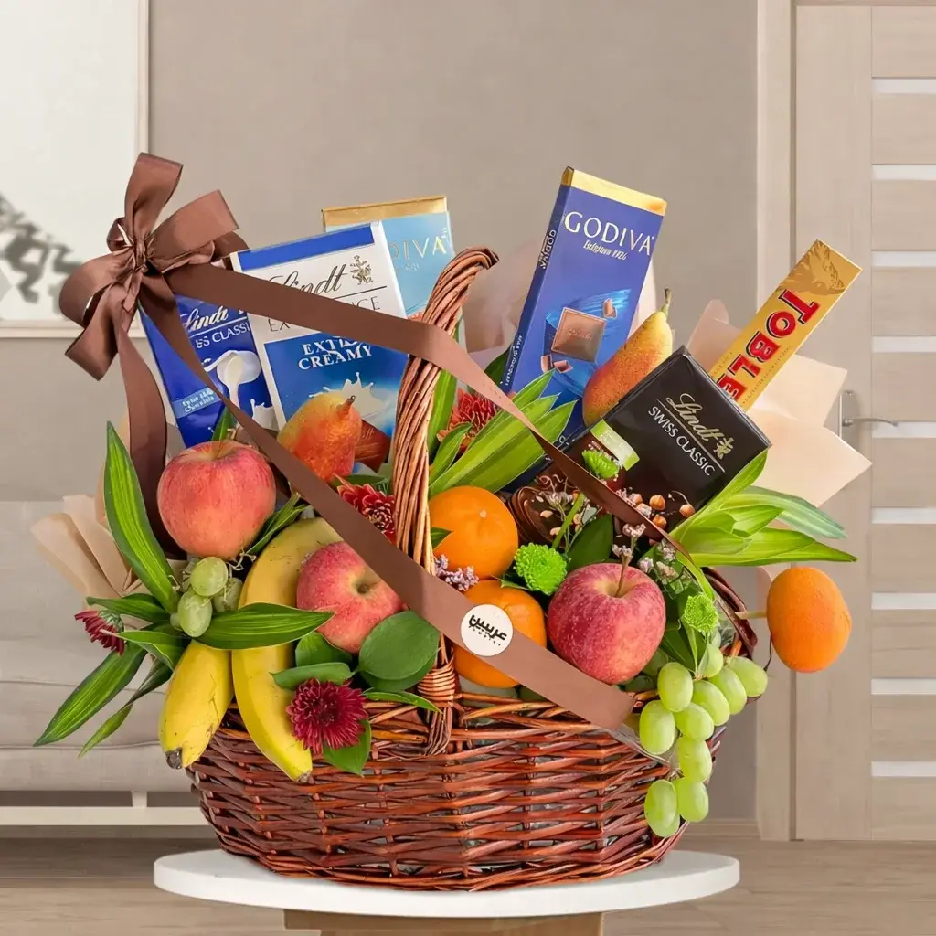 Delightful Basket of Fruits, Biscuits & Chocolates