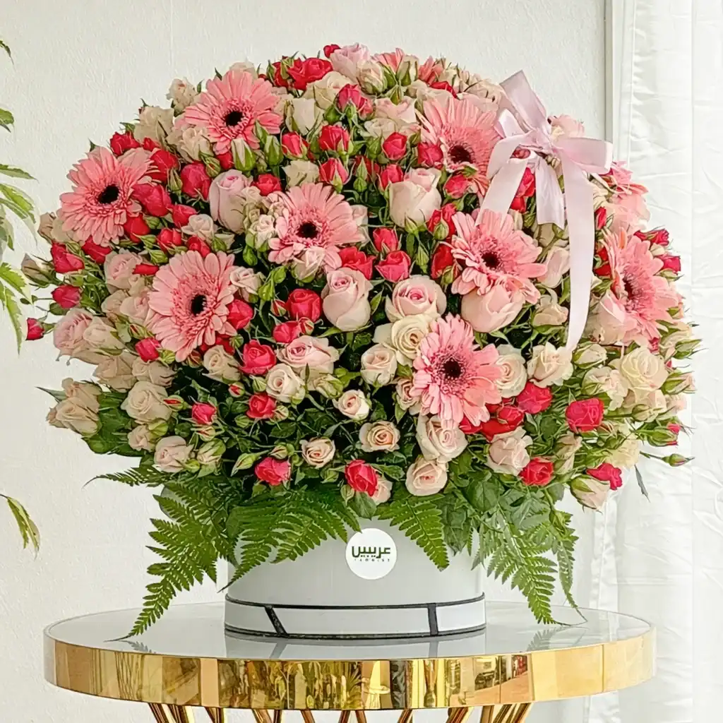 80 Stem Pink & Peach Rose and Gerbera Arrangement