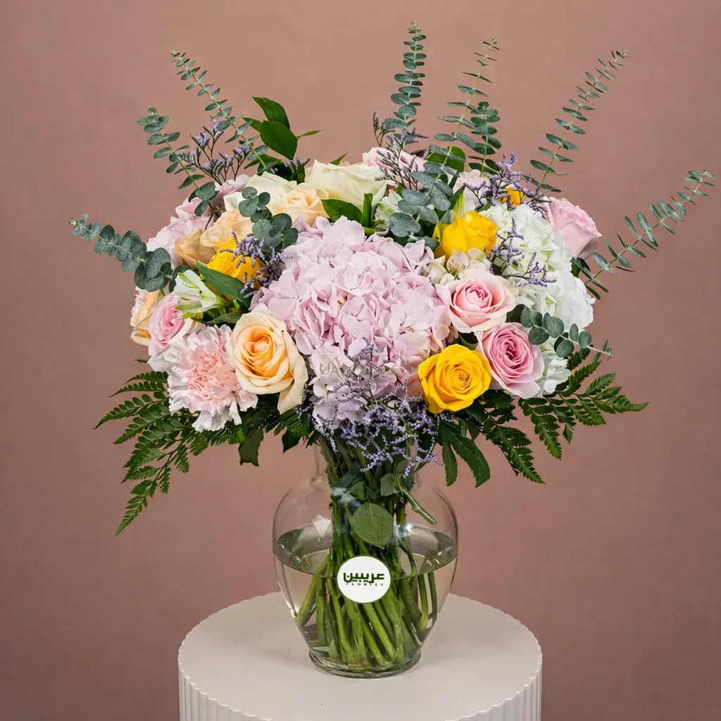 Roses & Hydrangeas in Vase