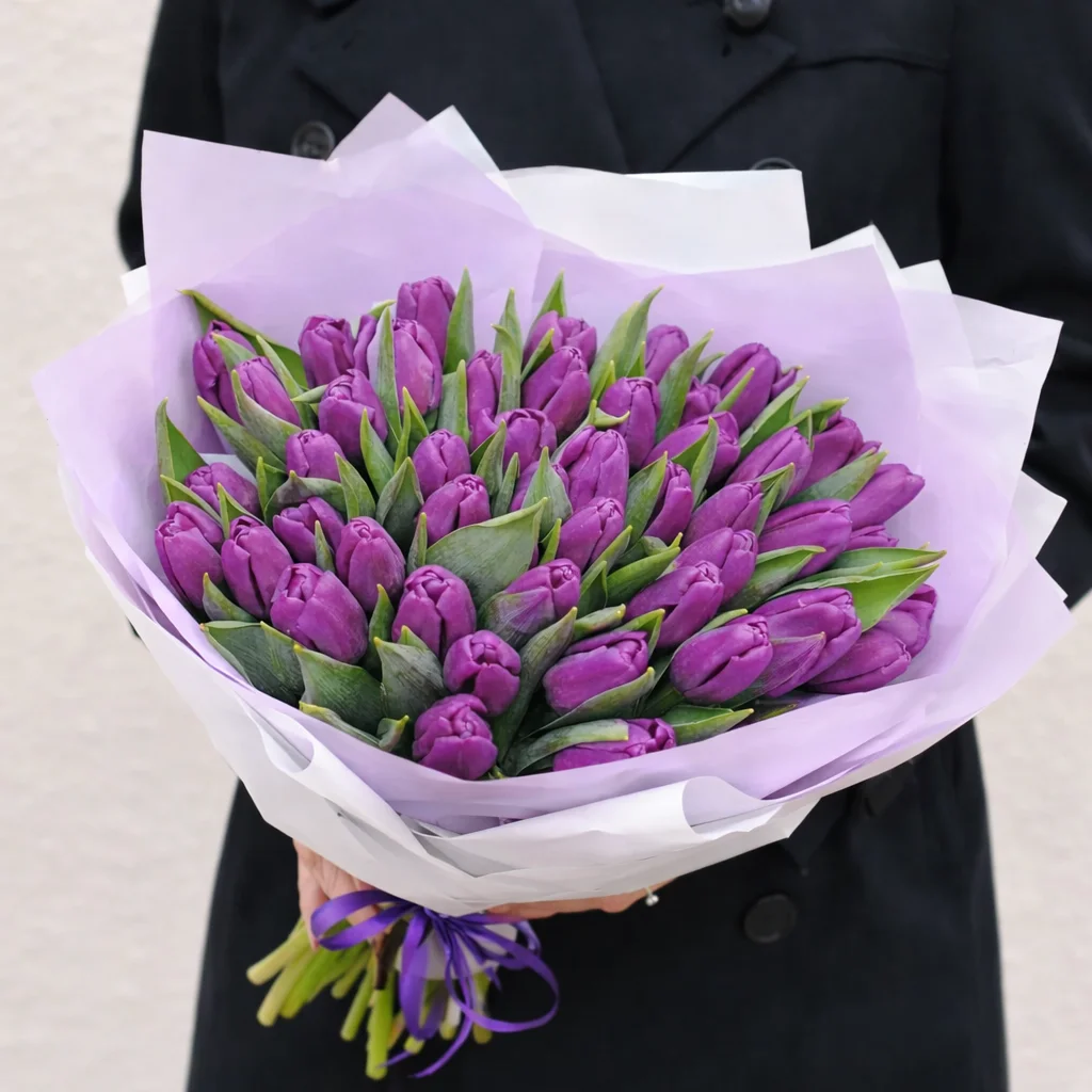 Premium Purple Tulip Hand Bouquet