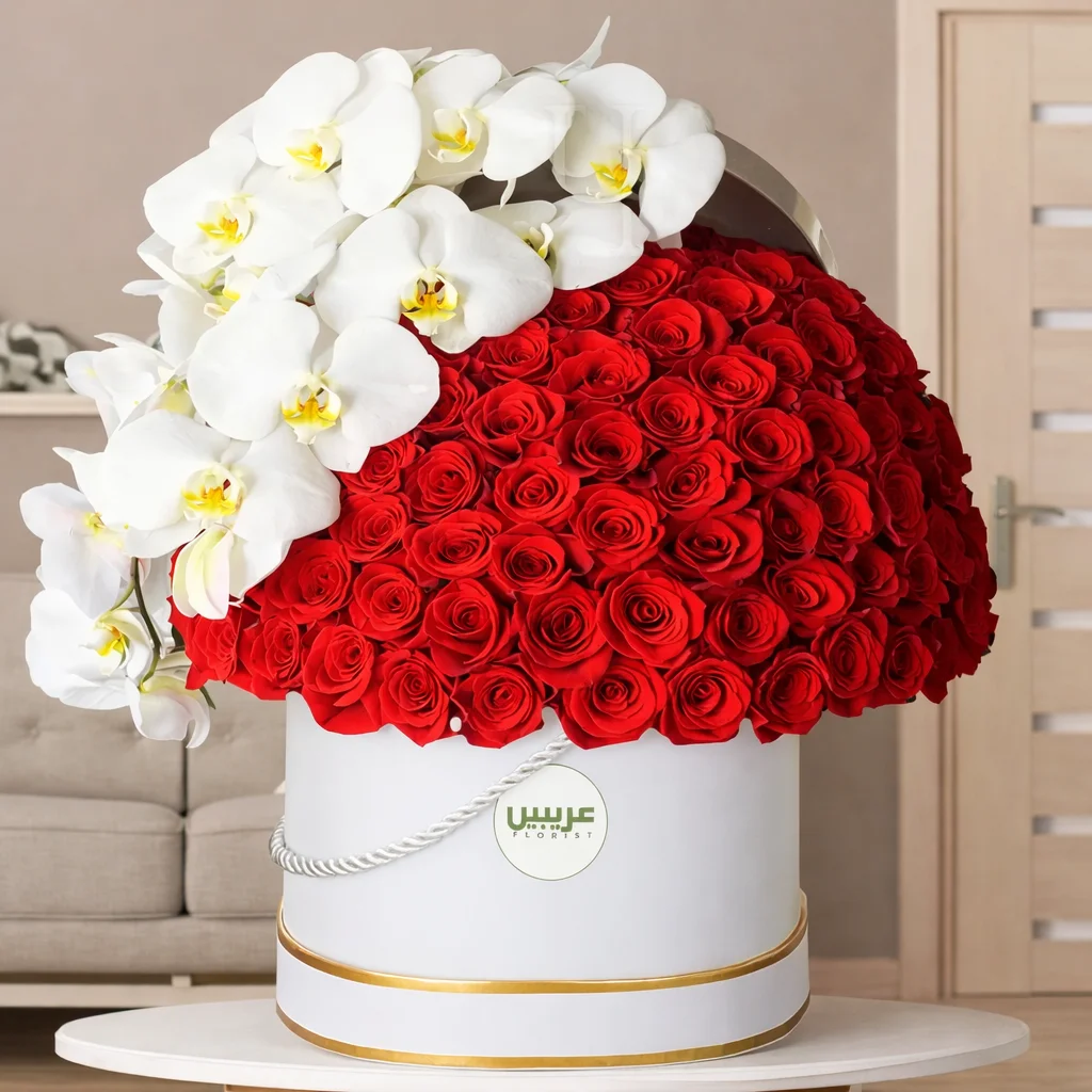 52 Flowers with Orchid Red Rose Box