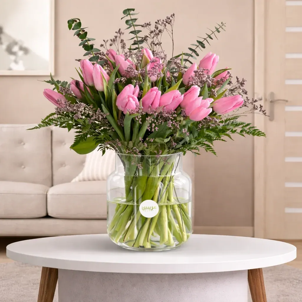 Pink Tulips in Vase