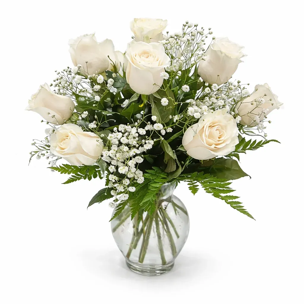6 White Roses